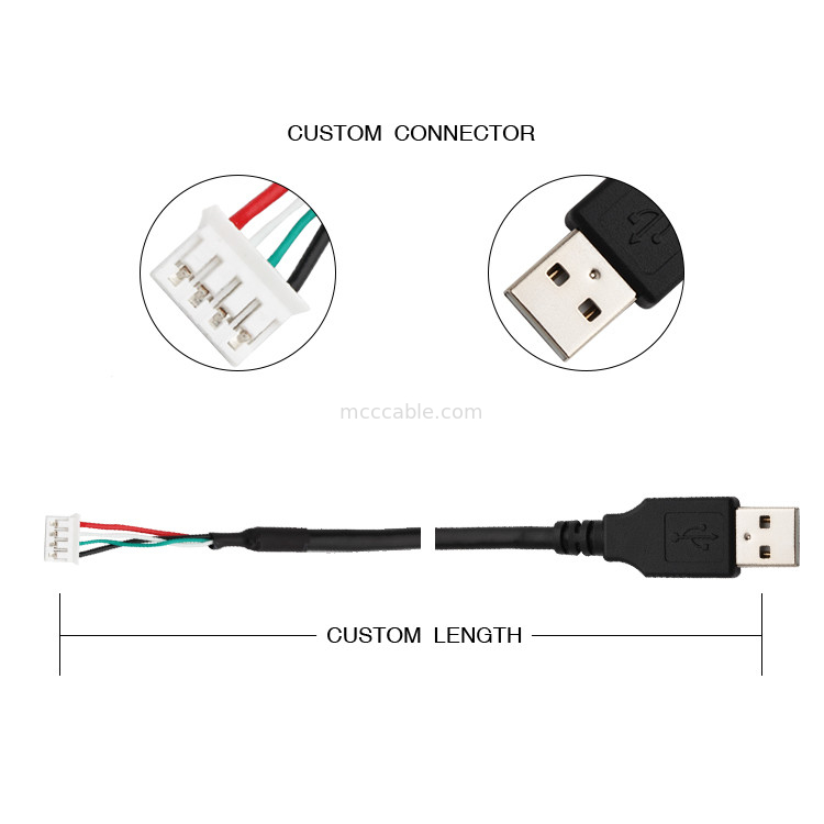 28AWG USB 2,0 al conector de encargo de la exhibición de los lvds del Pin del arnés de cable 9 de JST SPH-4